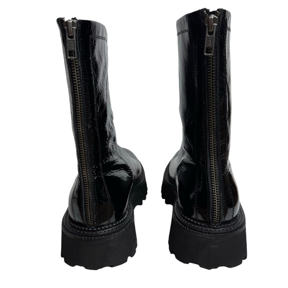 Goth grunge y2k style Seychelles Last Chance Black Crinkle-Patent Boots 7.5 - Picture 6 of 8